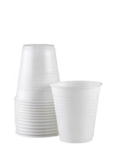 Stack of clear disposable plastic cups